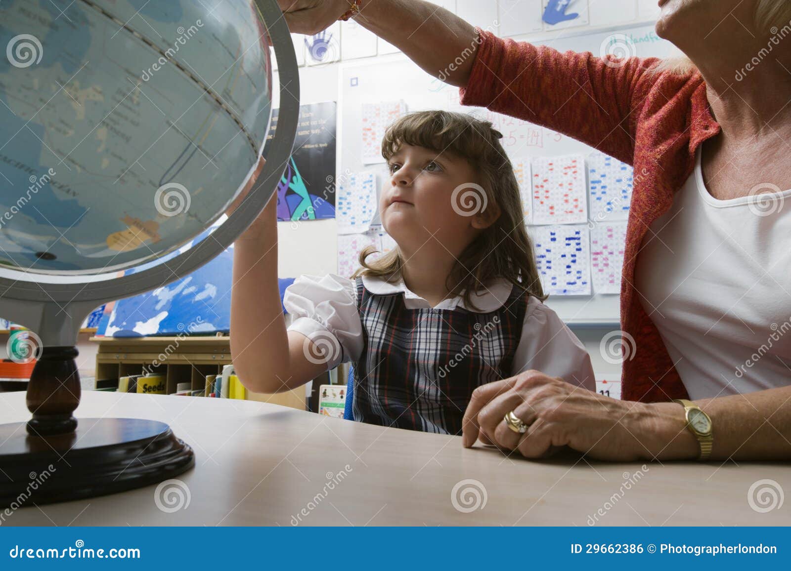 Little Girl Learning Geography Stock Photo Image of information