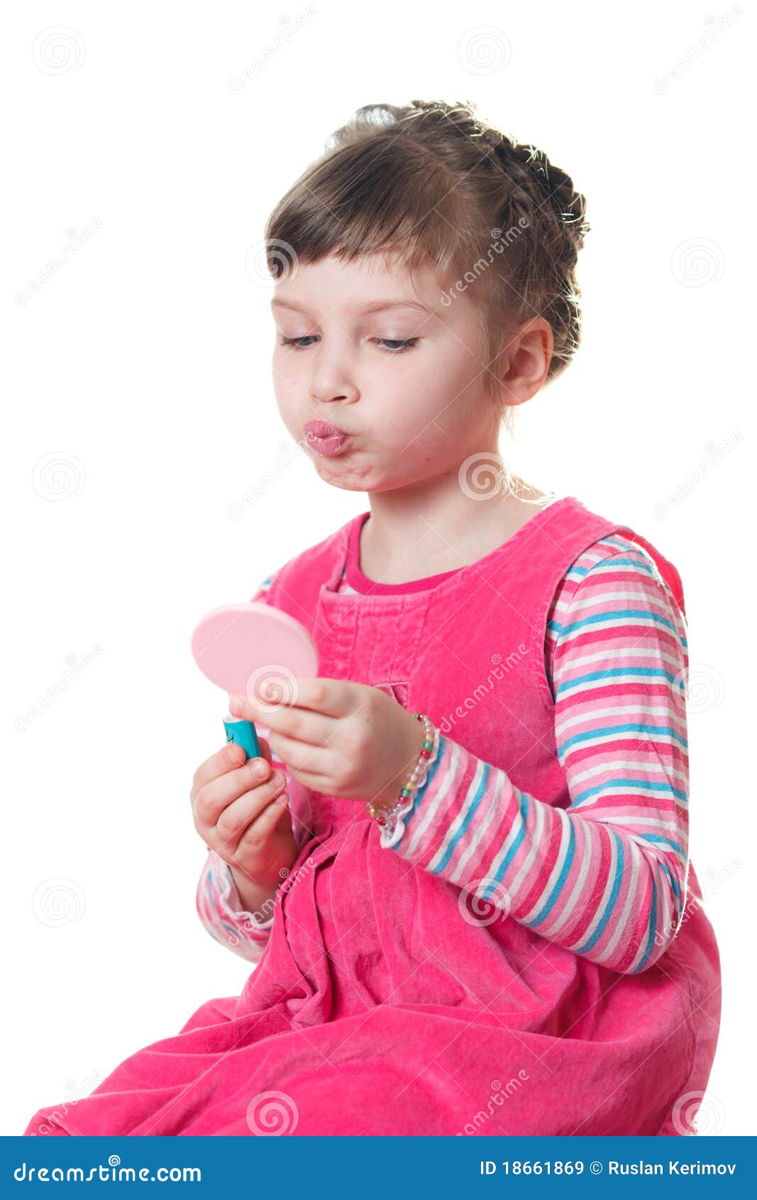 Little girl with lipstick stock image. Image of hand 18661869