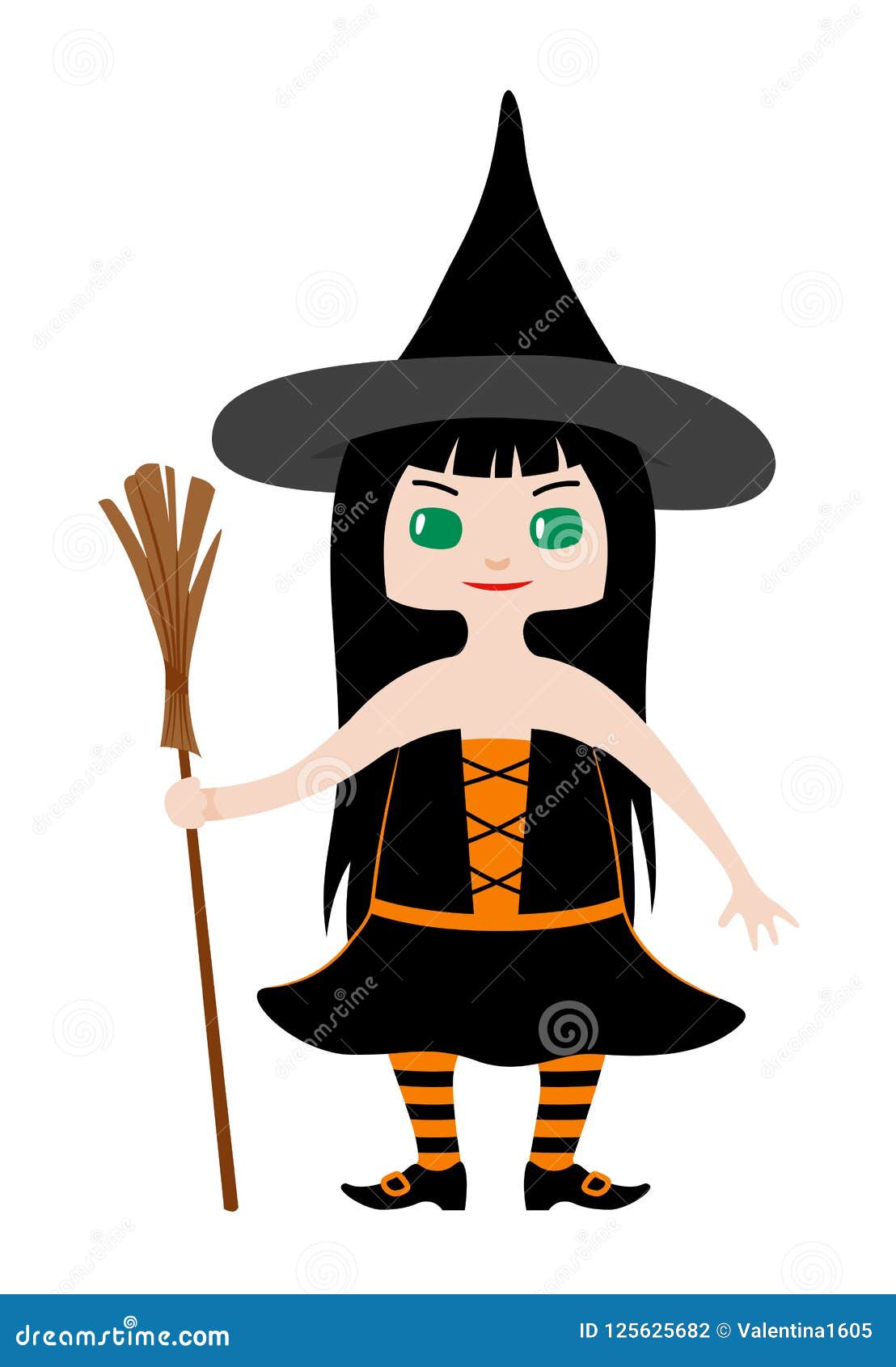 Girl in Witch Costume for Halloween Stock Vector - Illustration of ...