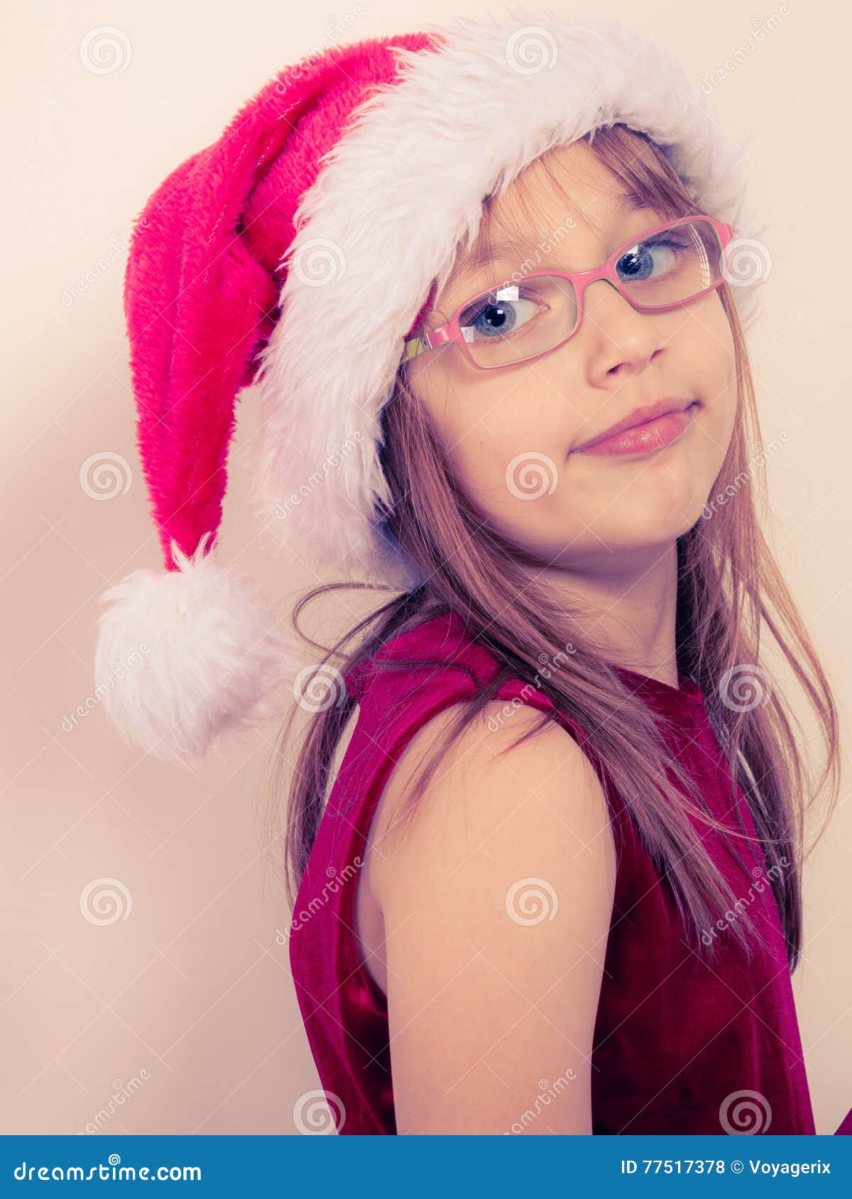 Little Girl Looking Like Santa Elf Stock Photo Image Of