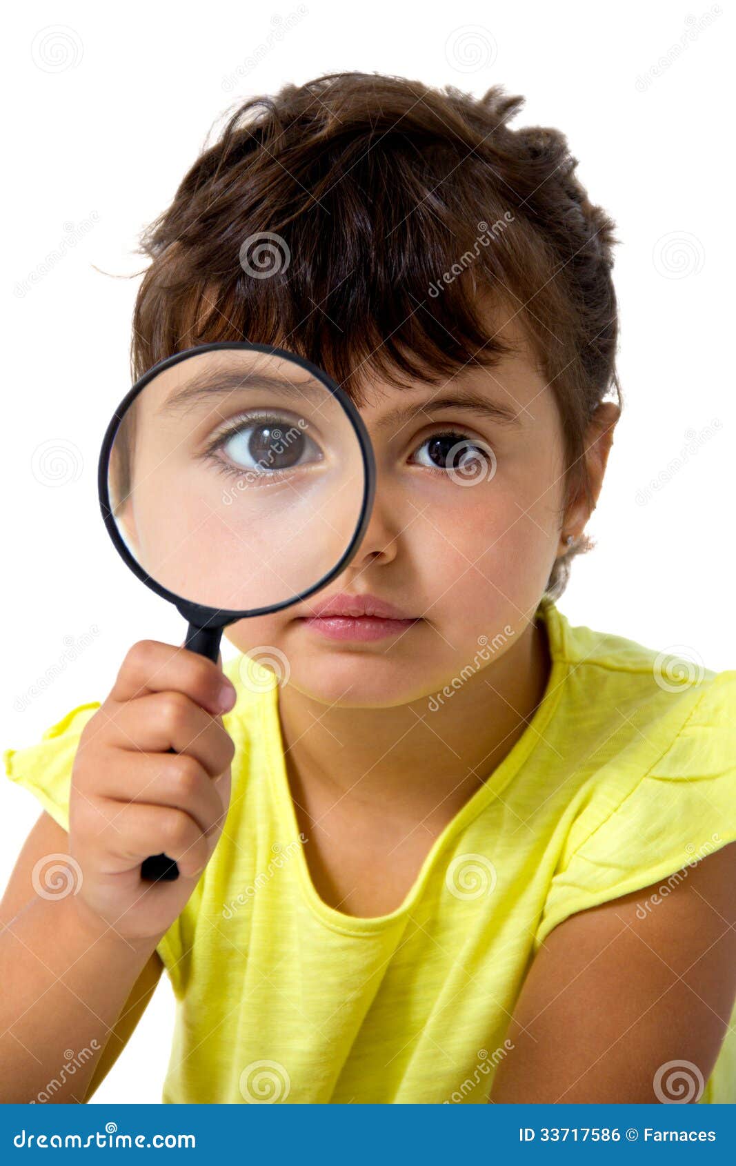 Little girl with magnifier stock photo. Image of adorable 33717586