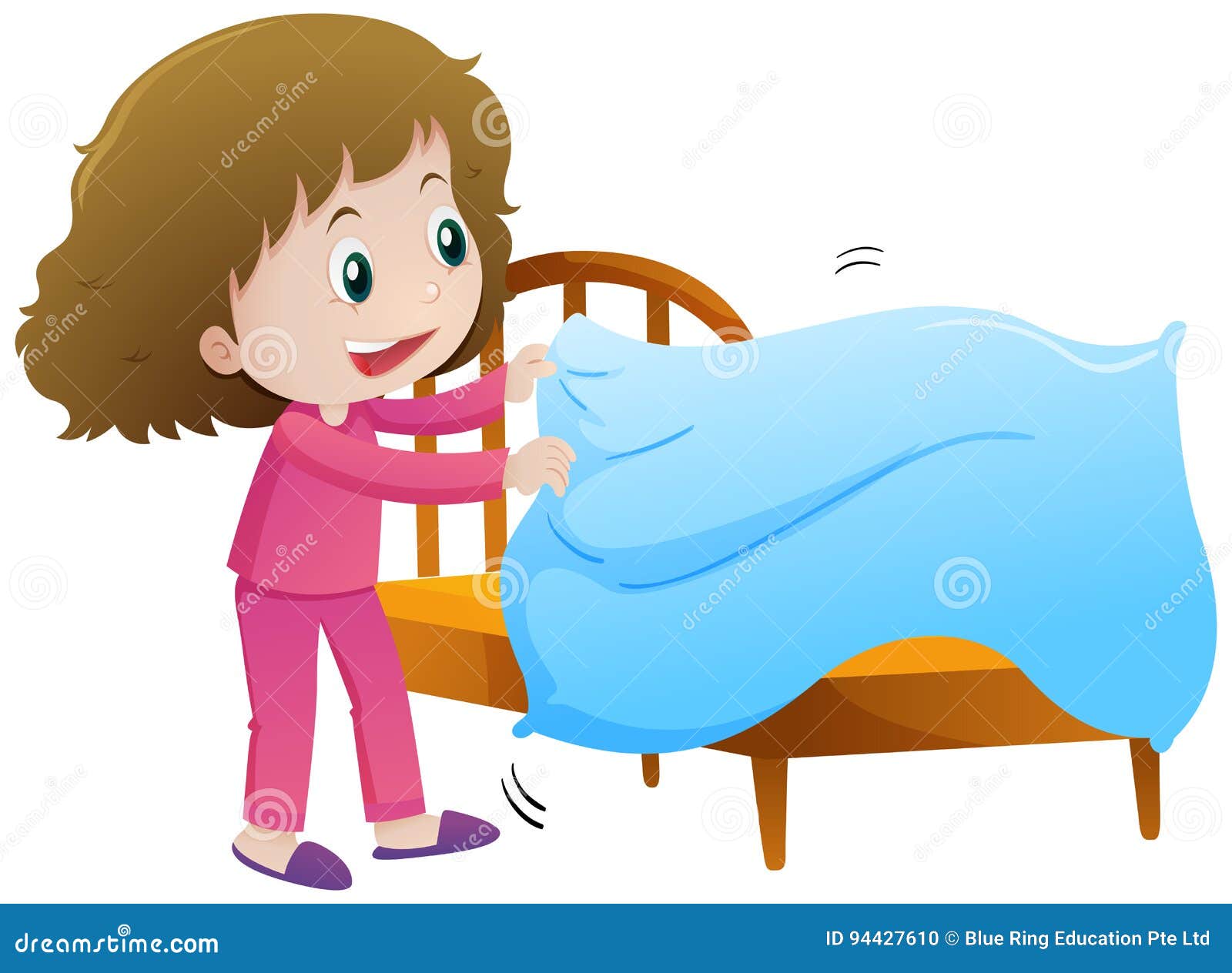 child making bed clip art