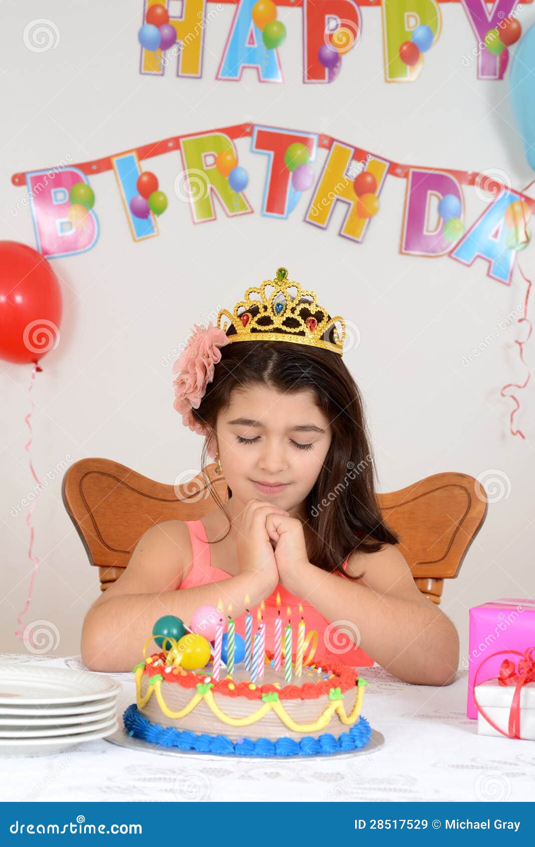 Little Girl Making Birthday Wish Stock Image Image of dream, holiday 28517529
