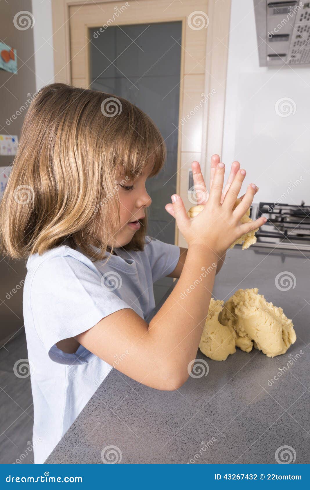 Little Girl Making Cookie Dough Stock Photo Image of homemade, close