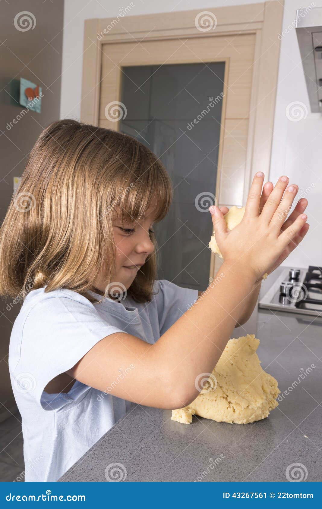 Little Girl Making Cookie Dough Stock Image Image of baked, food