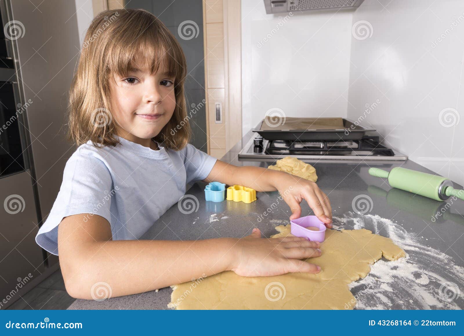 Little Girl Making Cookie Dough Stock Photo Image of baking, close