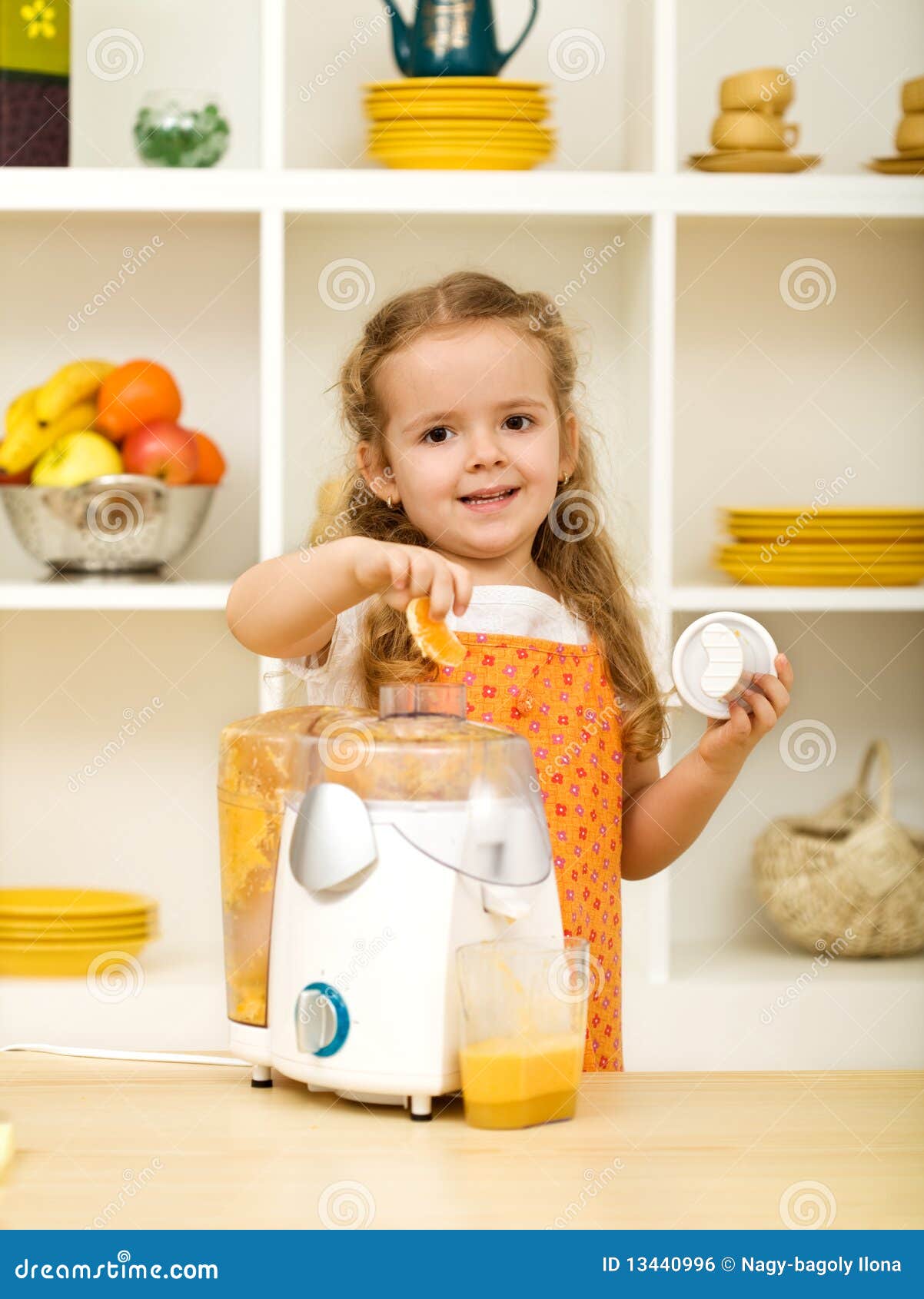 Little Girl Making Fresh Fruit Juice Stock Photo Image of juice