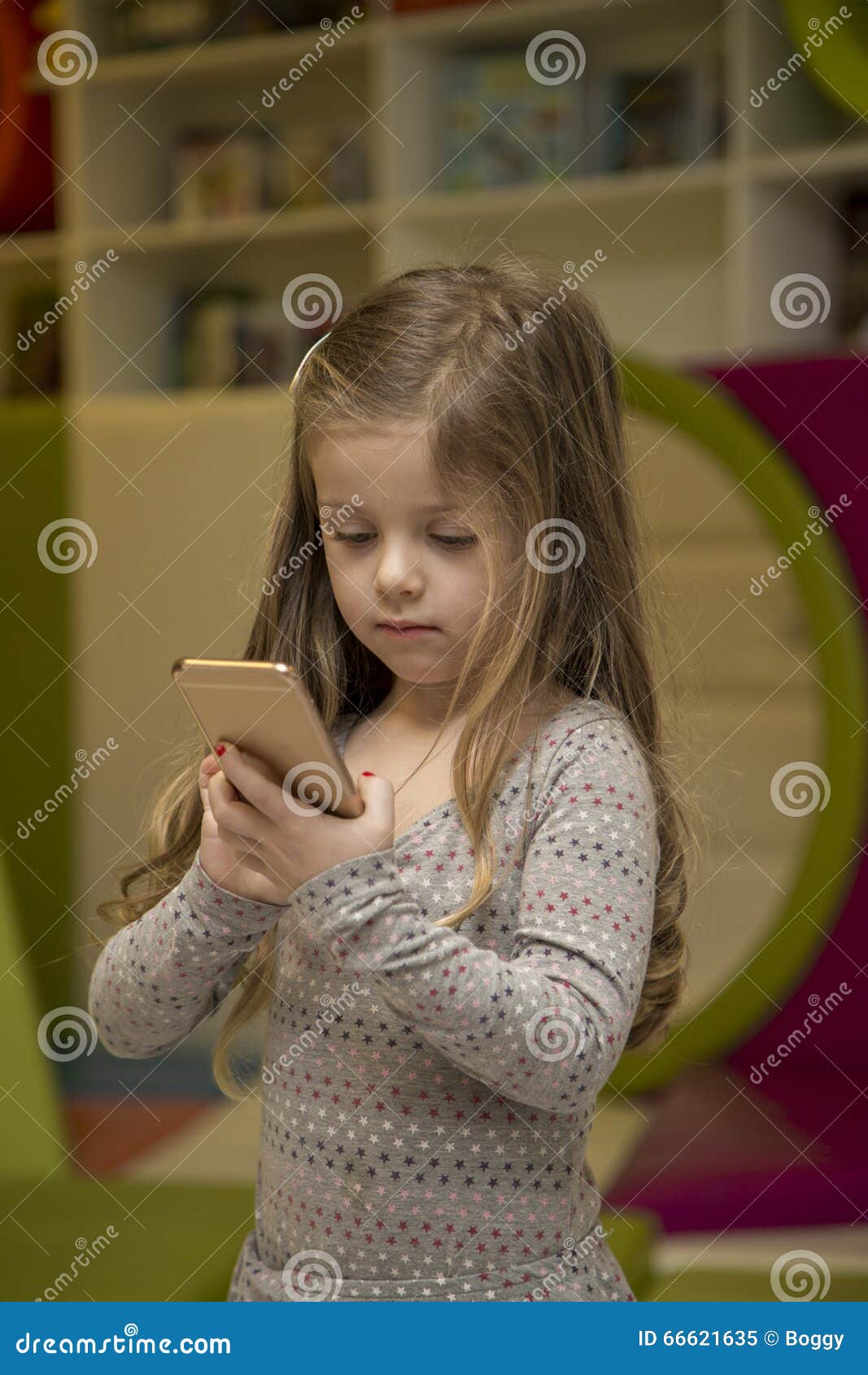 Little Girl with Mobile Phone Stock Image Image of cellphone
