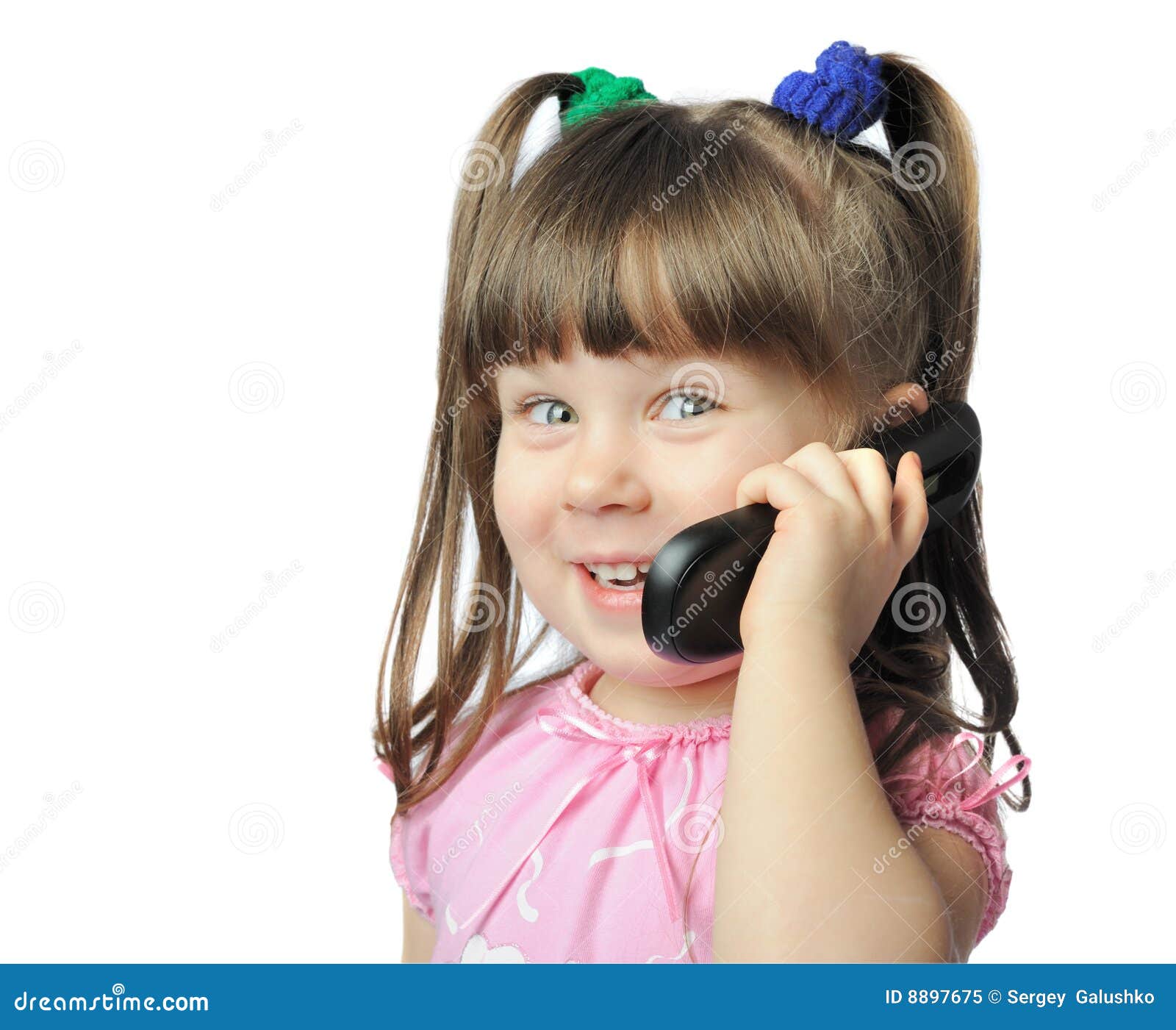 Little Girl with a Mobile Phone Stock Image Image of black, lovely