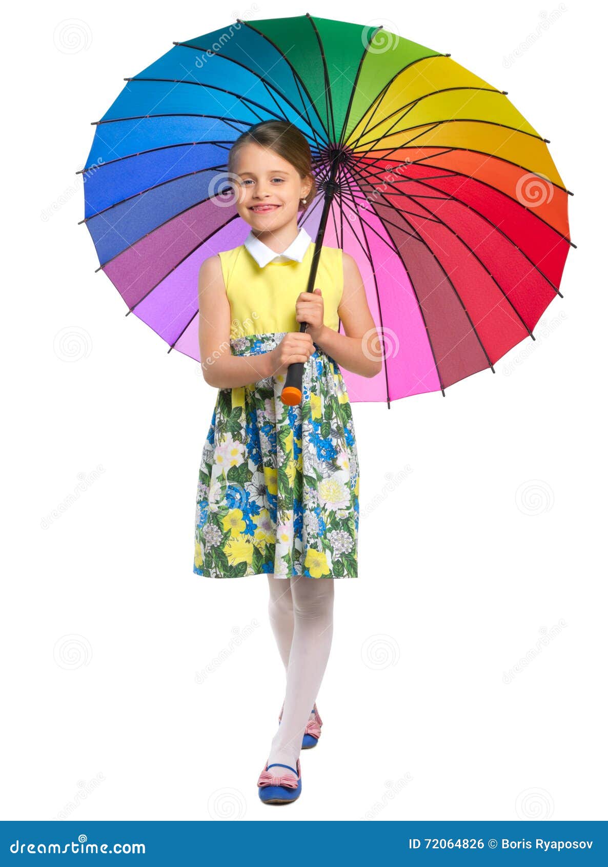 Little Girl with Multicolor Umbrella Stock Photo Image of child