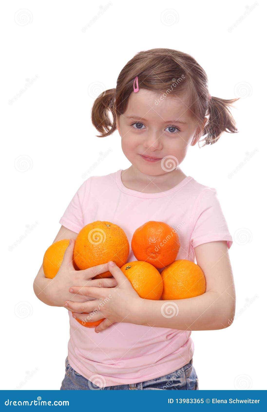 Little girl with oranges stock image. Image of orange 13983365