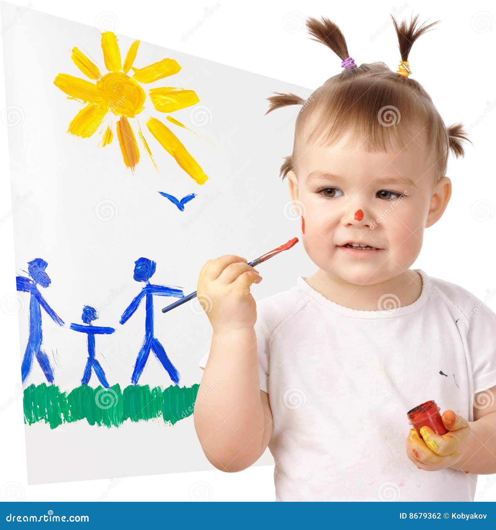 Little Girl Paint on Her Cheek Stock Photo Image of colour, beautiful