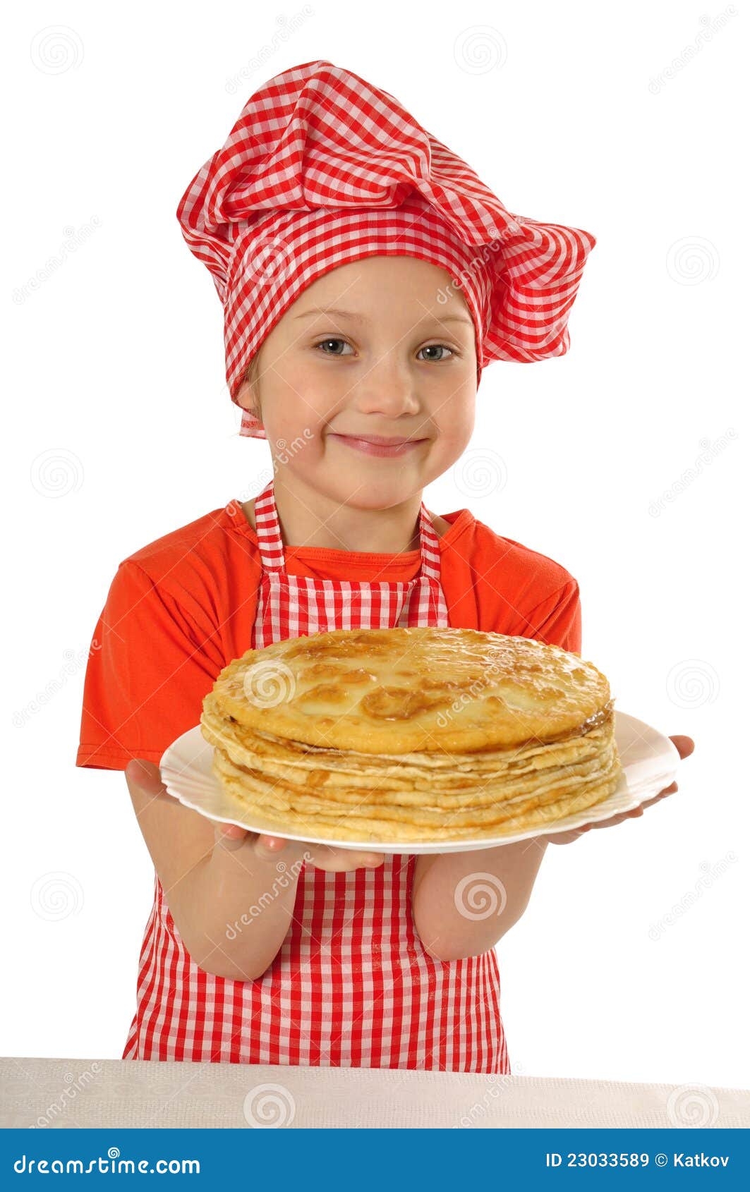Little Girl With Pancakes Smilling Royalty Free Stock Images Image 23033589