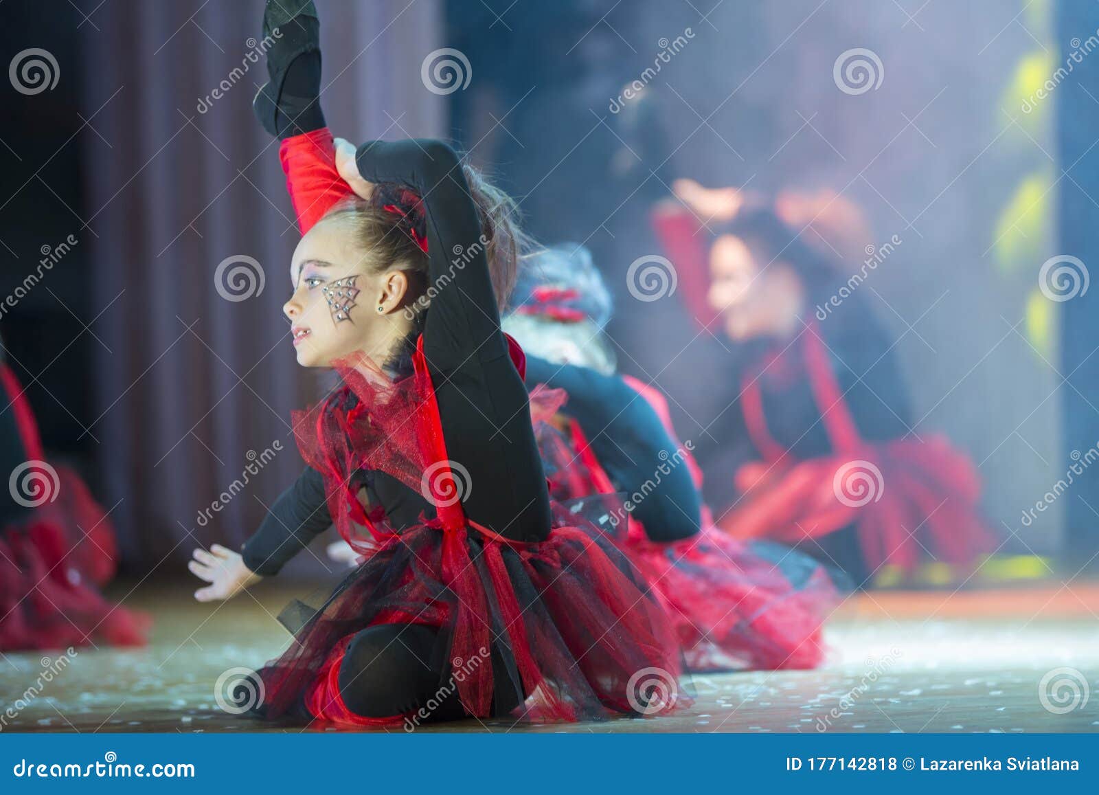 A Little Girl Performs a Dance Number. Stock Photo Image of happy, girl 177142818
