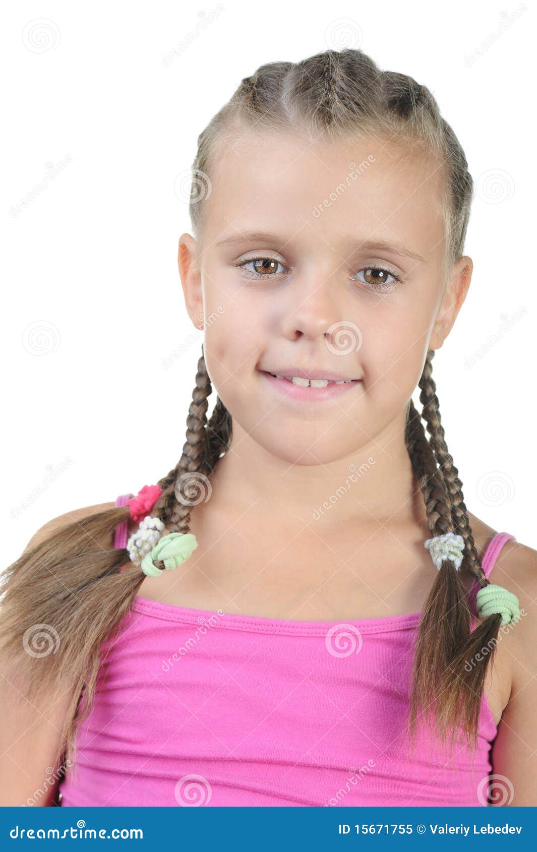 Little Girl With Pigtails Stock Image Image Of Hairstyle