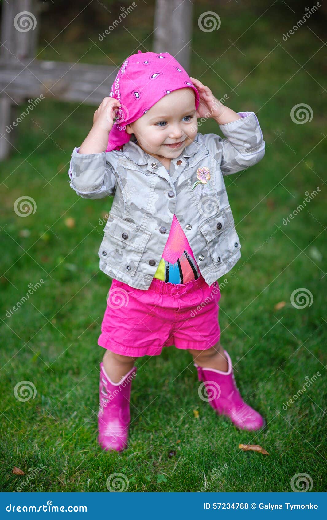 Little Girl In Pink Boots Stock Photo Image 57234780