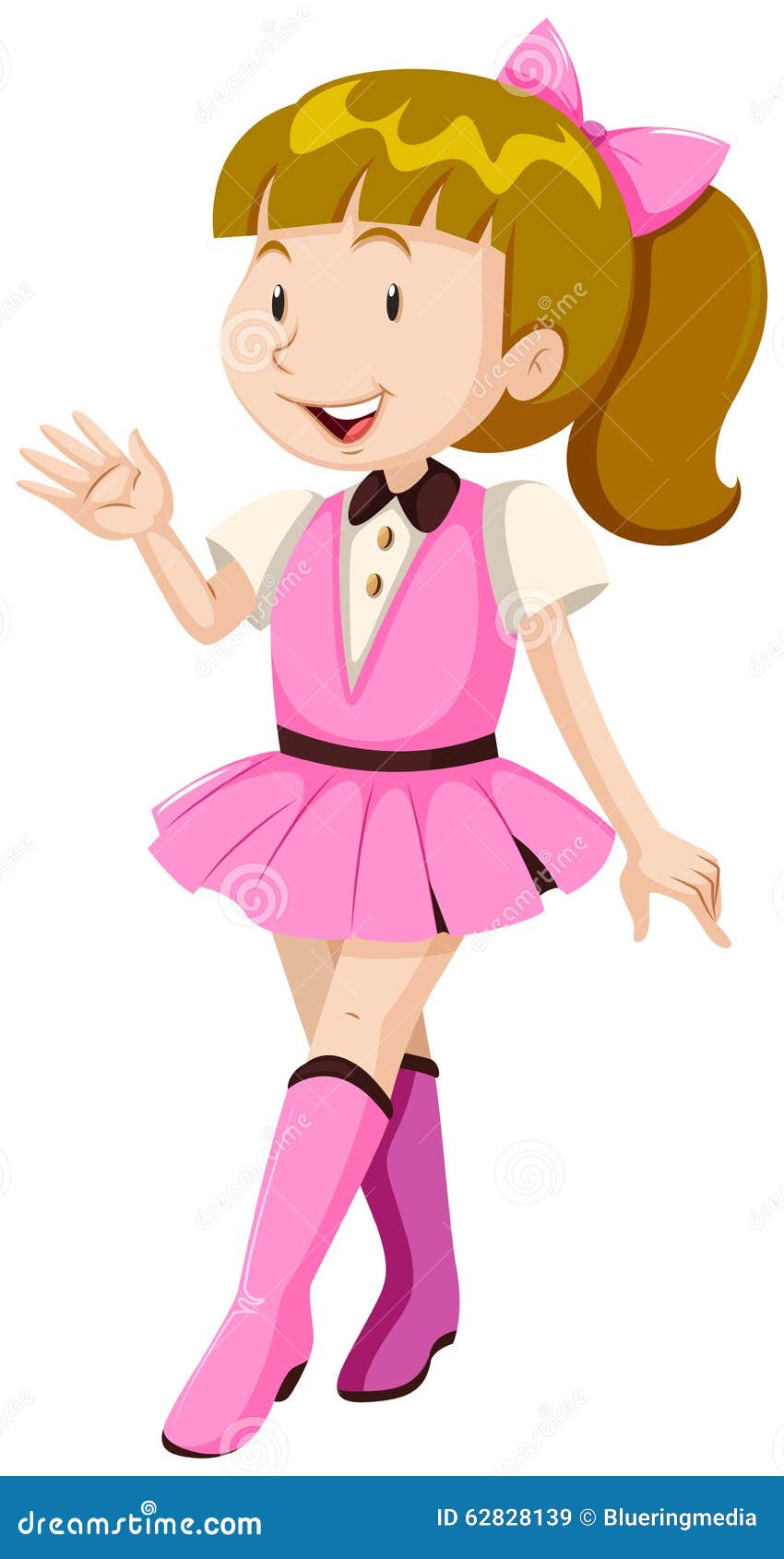 Little Girl In Pink Costume Stock Vector - Illustration of happy, pink ...
