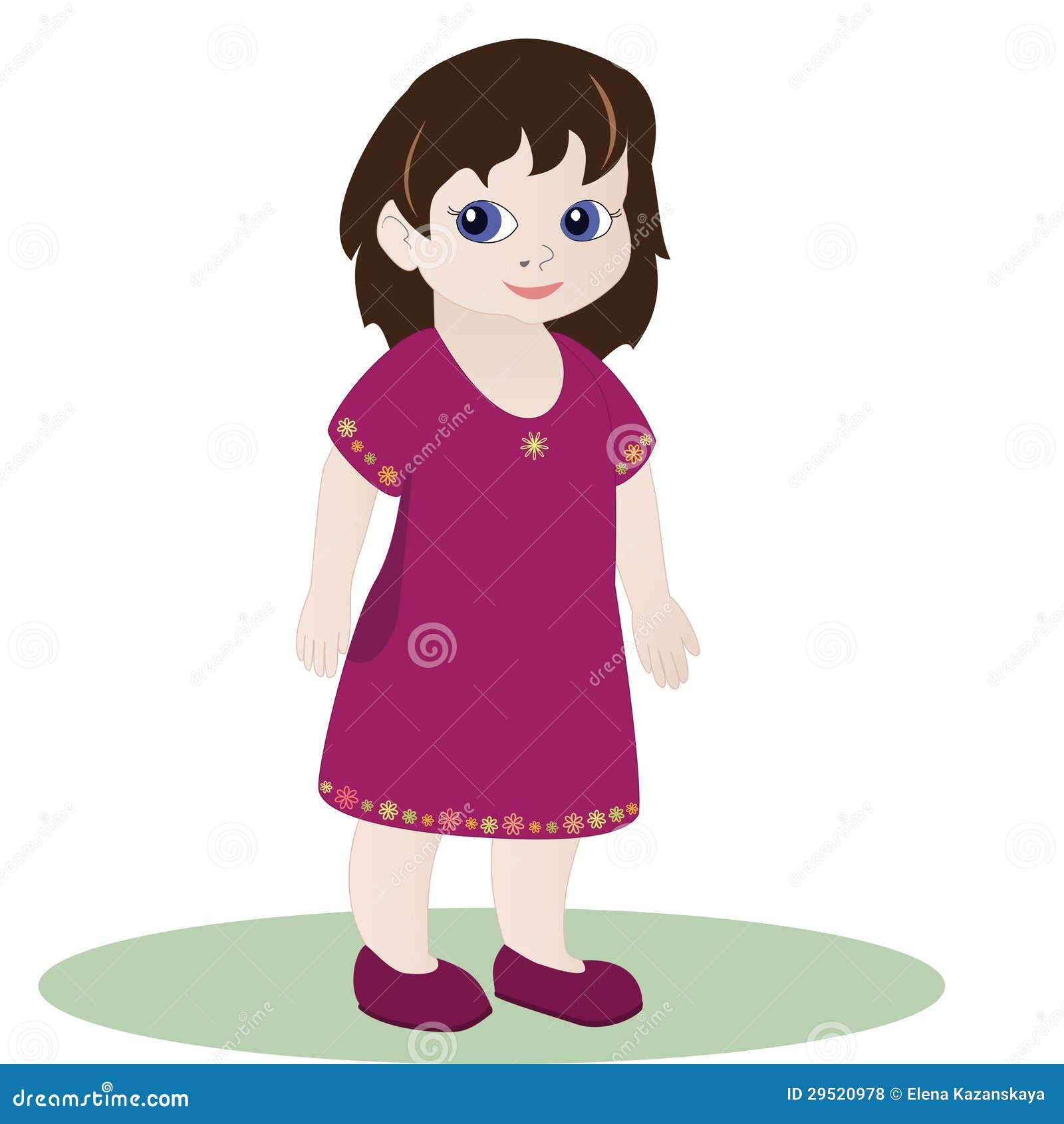 Little girl in pink dress stock illustration. Illustration of smiling ...