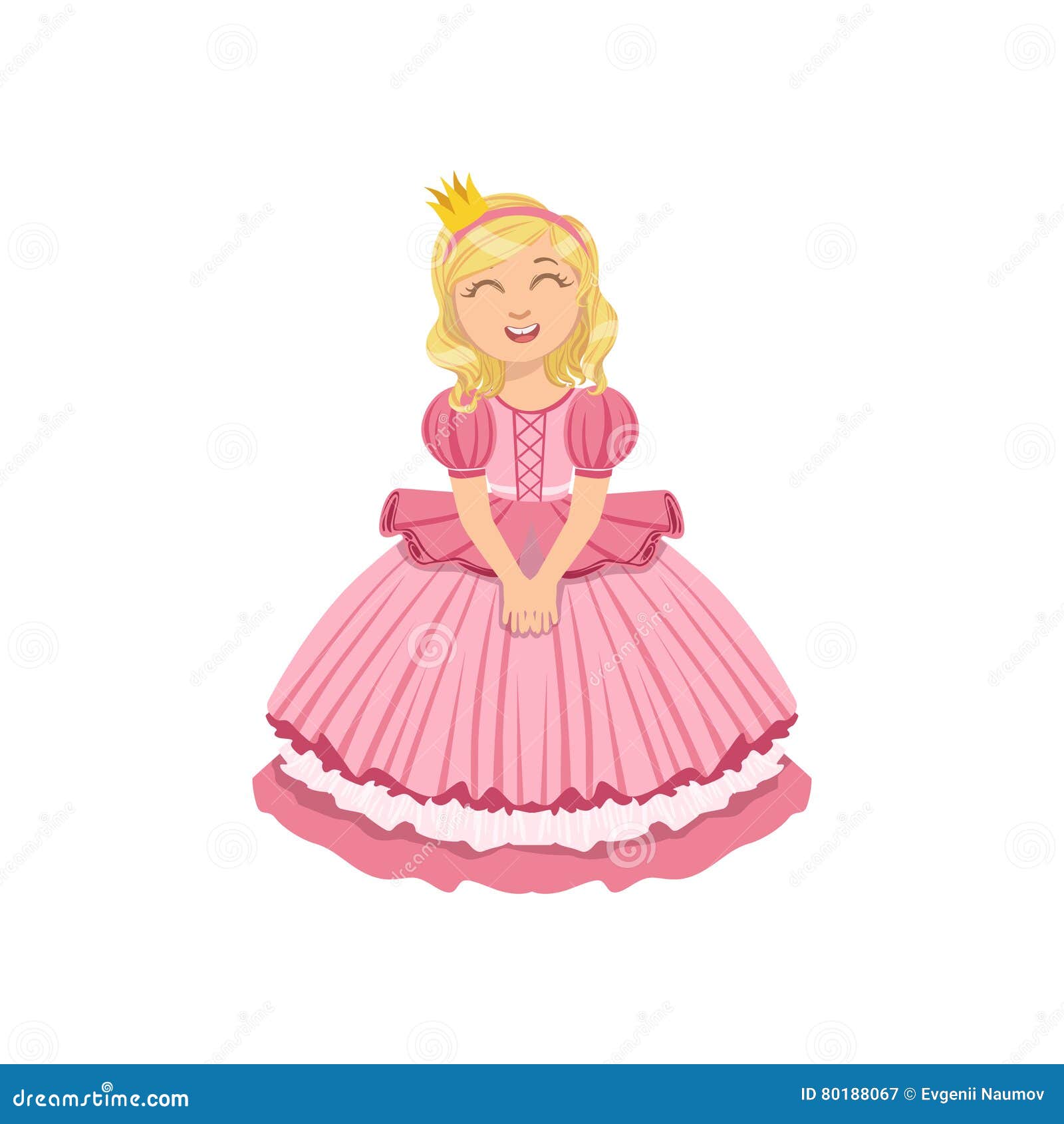 Little Girl In Pink Dress Dressed As Fairy Tale Princess Stock Vector ...