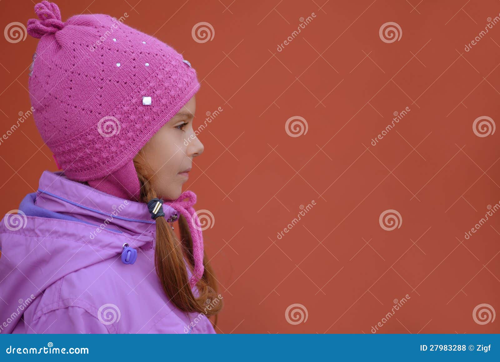 Little Girl in Pink Jacket and Hat Stock Photo Image of american