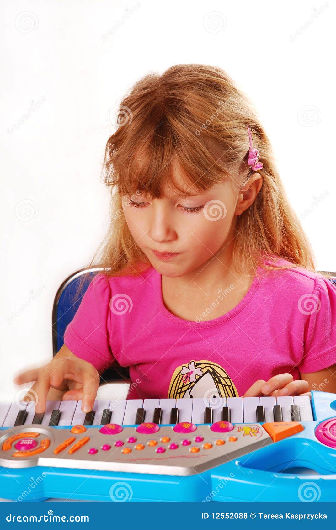 Little Girl Playing Piano Keyboard Stock Photo - Image of ...