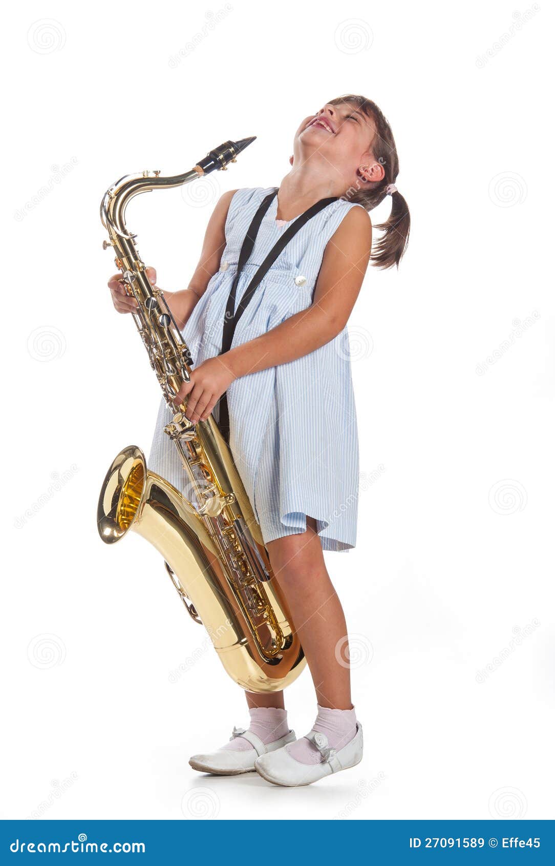 Little Girl Playing Saxophone Stock Image Image of sound, childhood