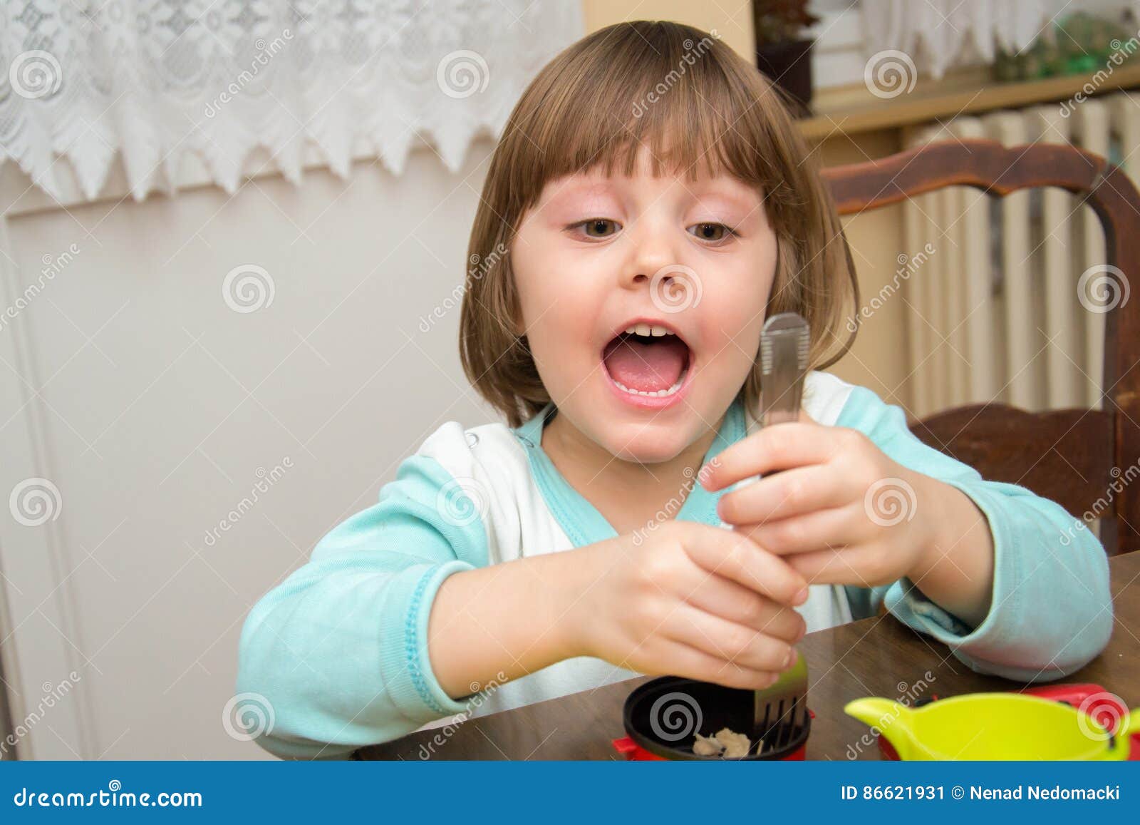 Little Girl Plays with Dough Stock Image Image of dough, enjoyment