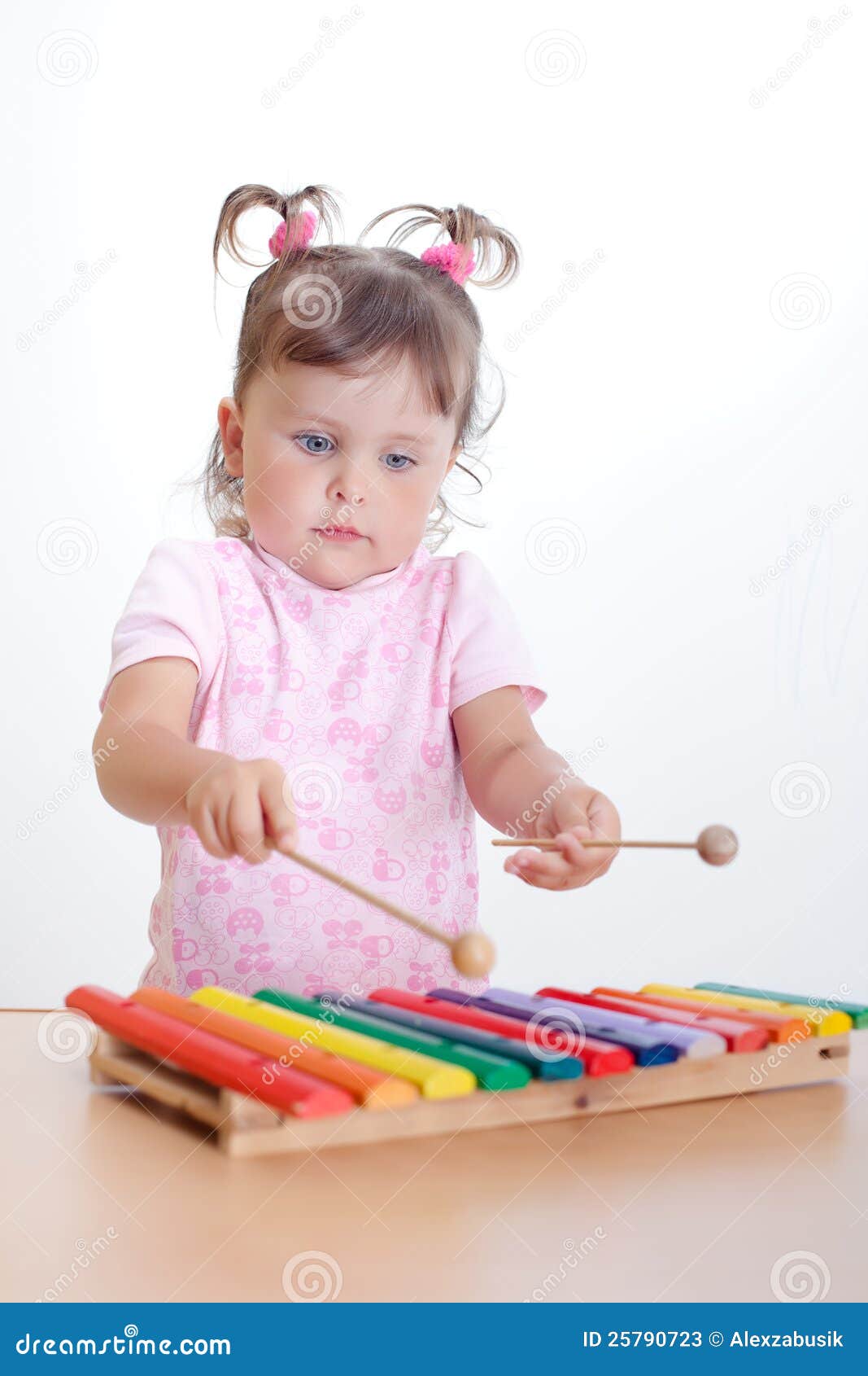 Little Girl Plays on Xylophone Stock Image Image of girls, children