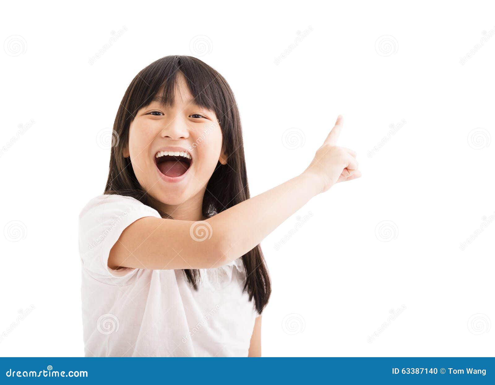 Little Girl with Pointing Finger Stock Photo - Image of showing ...