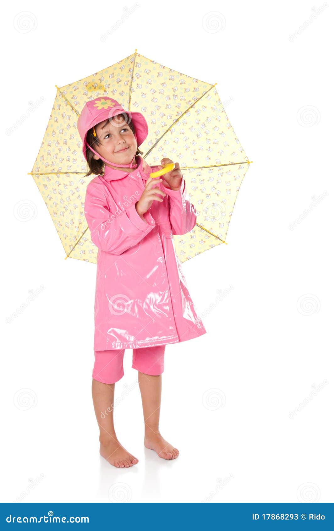 Little Girl with Raincoat and Umbrella Stock Image Image of lady