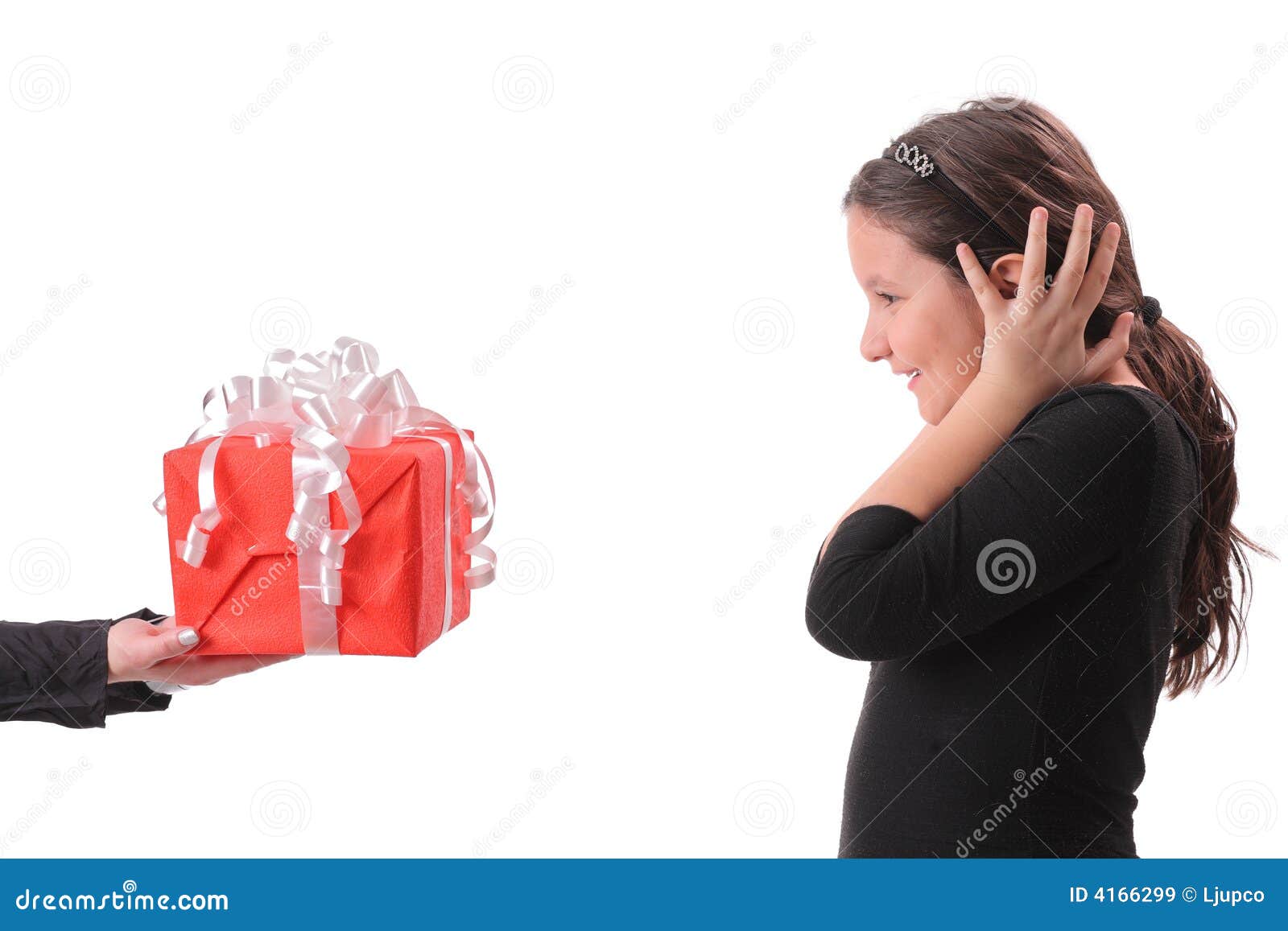 Little Girl Receiving A Gift Stock Image Image 4166299
