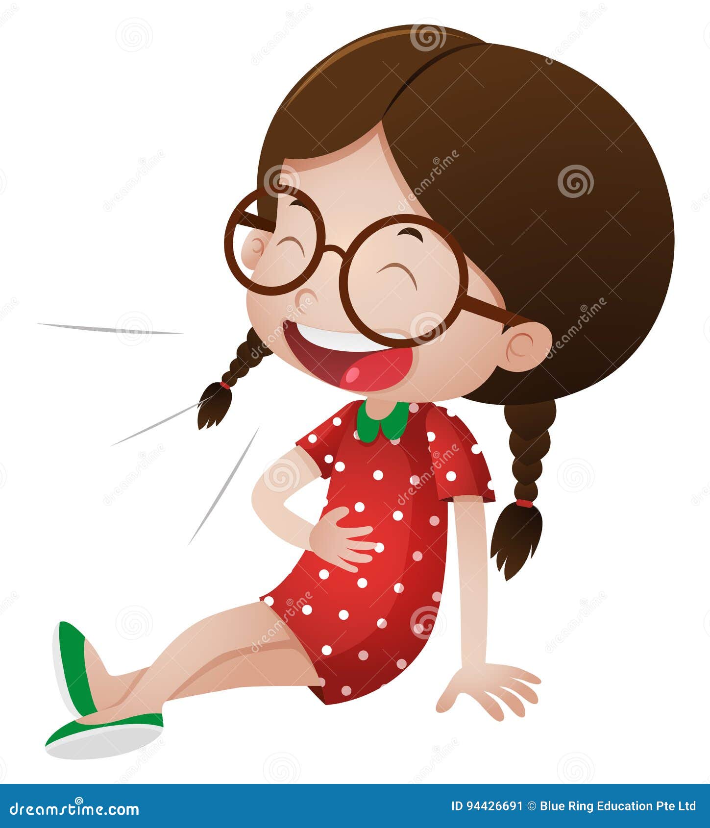 Little Girl in Red Dress Laughing Stock Vector - Illustration of  background, smile: 94426691