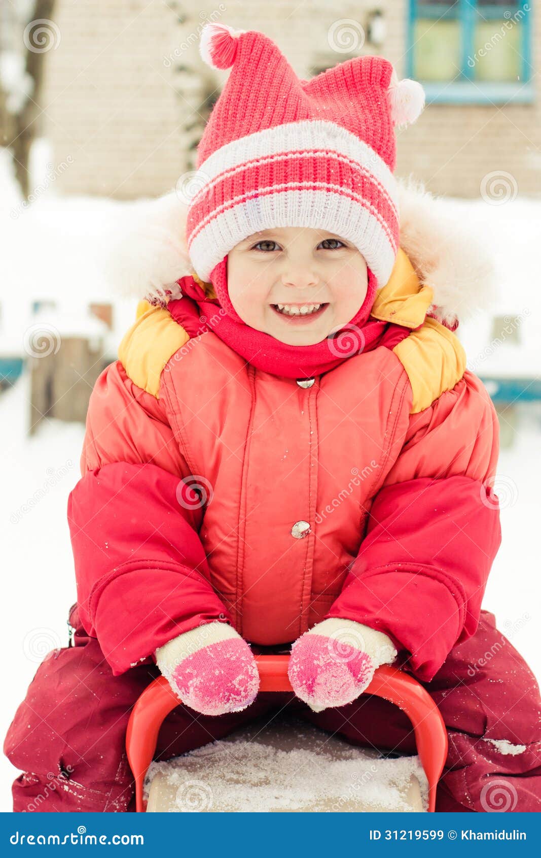 Little Girl in a Red Jacket Stock Image Image of happy, person 31219599
