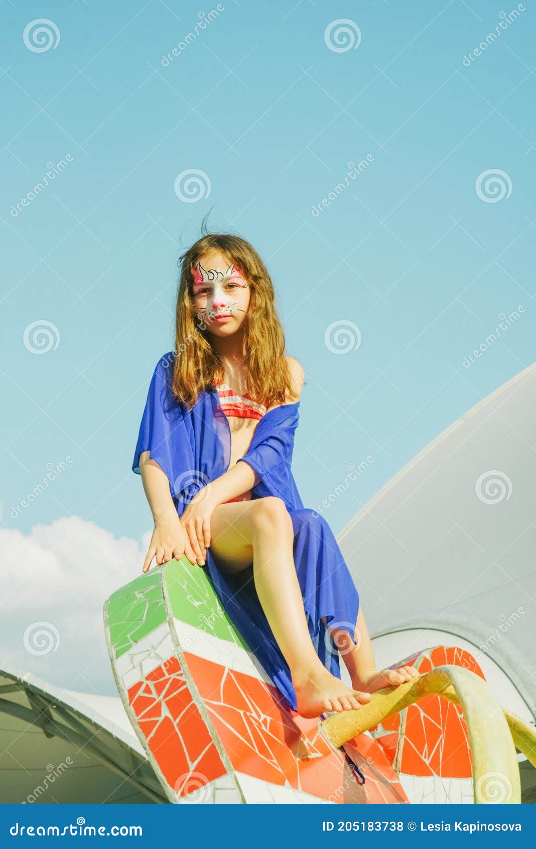 A Little Girl is Resting in the Summer in the Aqua Park. Summer Fun for ...