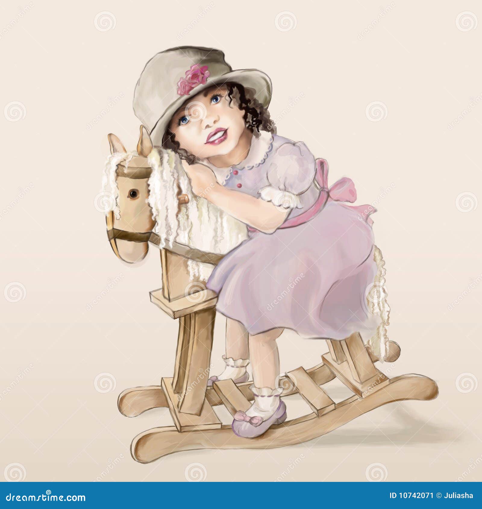 little girl rocking horse