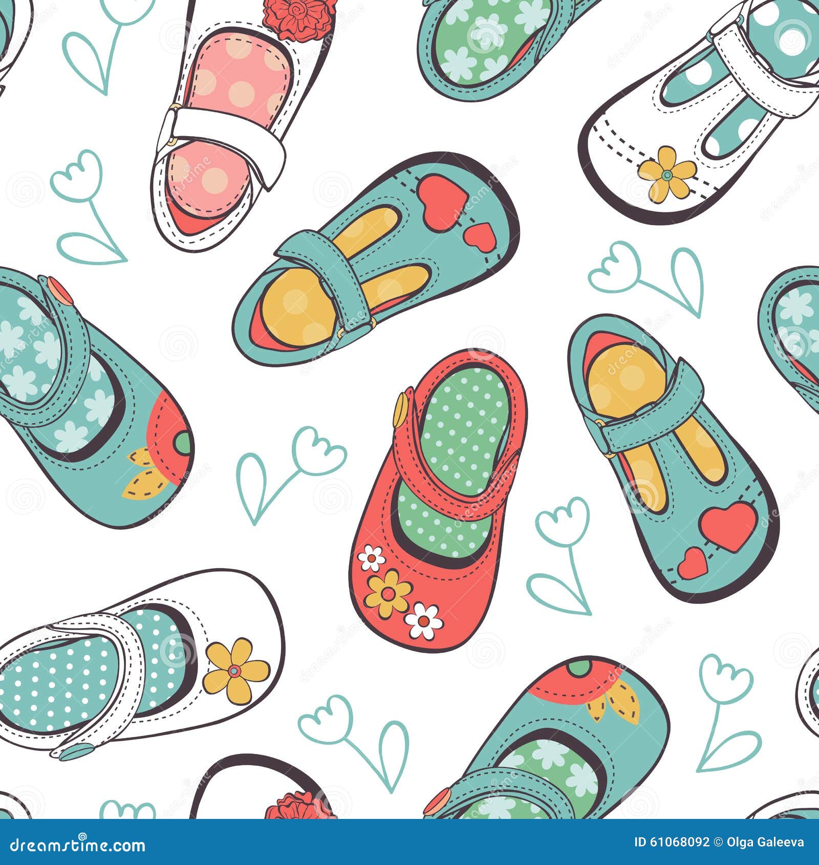 Little Girl Shoes Seamless Pattern Stock Vector Illustration of