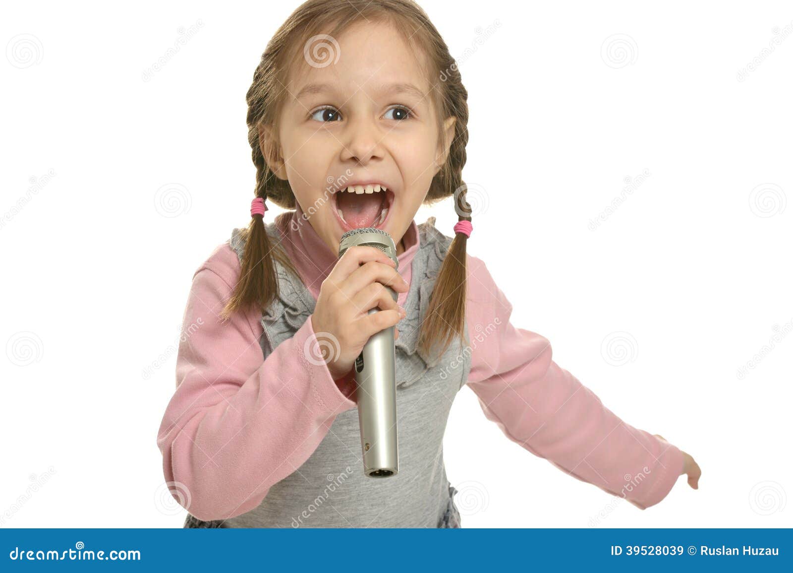 Little girl singing stock image. Image of isolated, astonishment 39528039