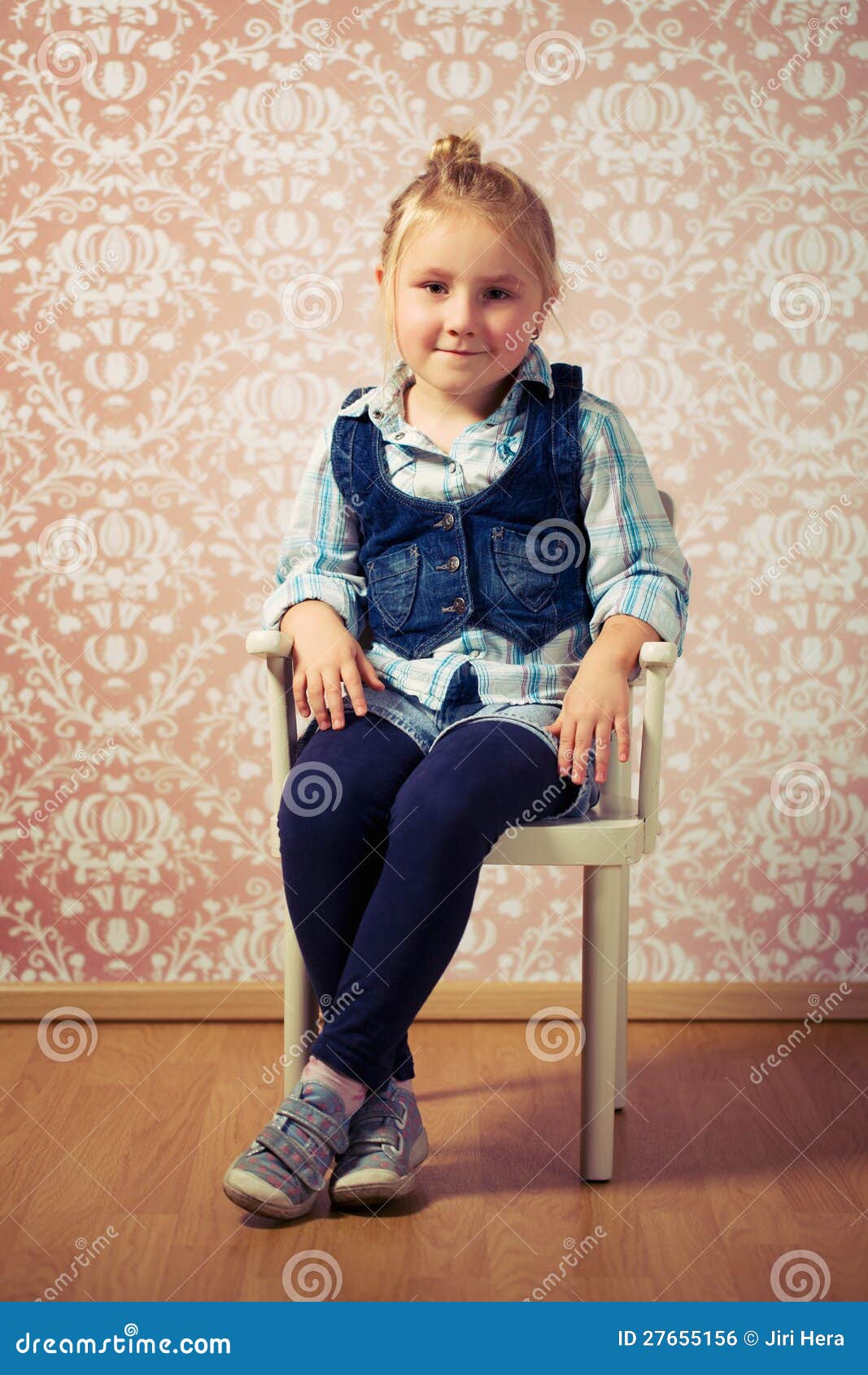 Little Girl Sitting on a Chair Stock Photo Image of natural, funny 27655156