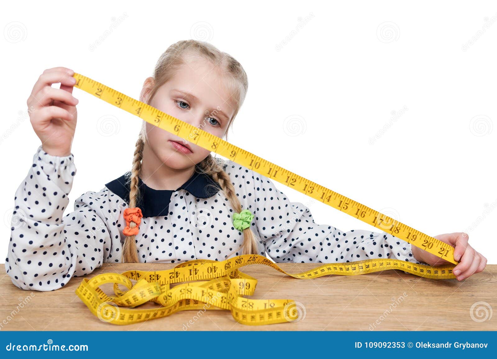 Little Kids With Measuring Tape Isolated In White Stock Photo, Picture and  Royalty Free Image. Image 22926393.