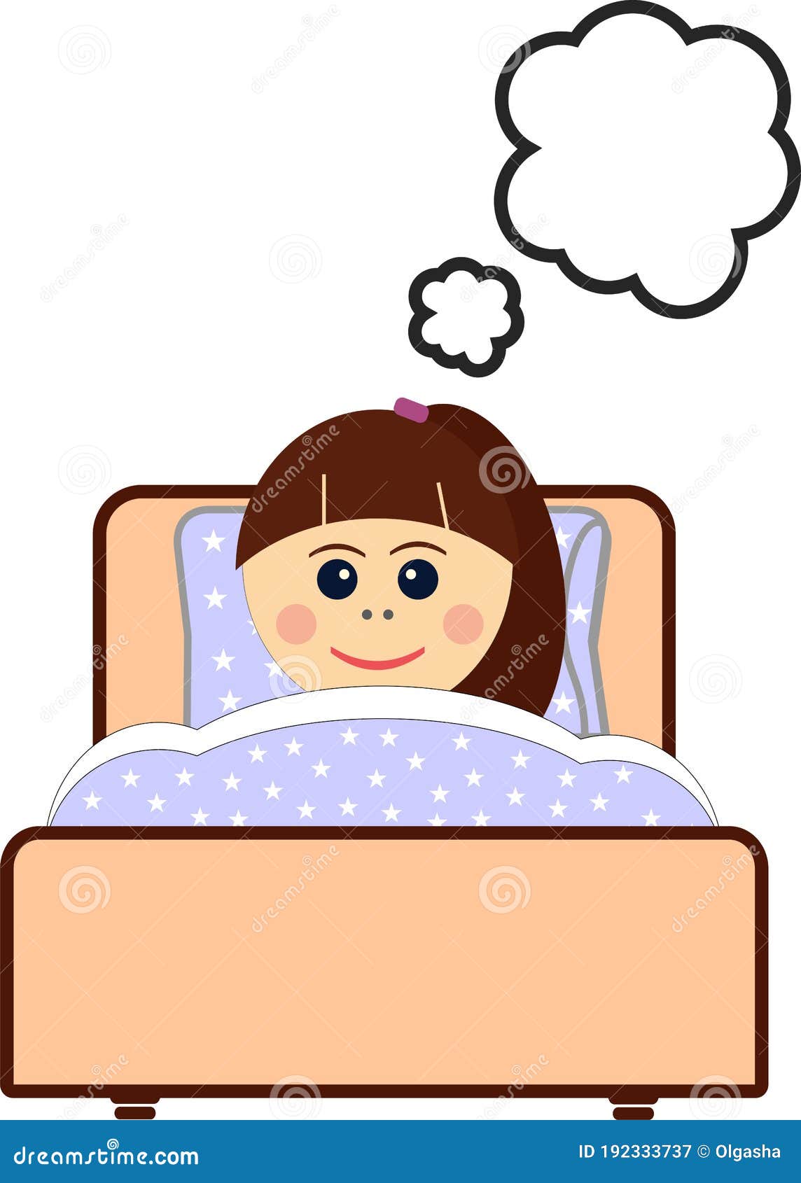 Little Girl Sleepeng in Her Bed, Time To Sleep Stock Vector ...
