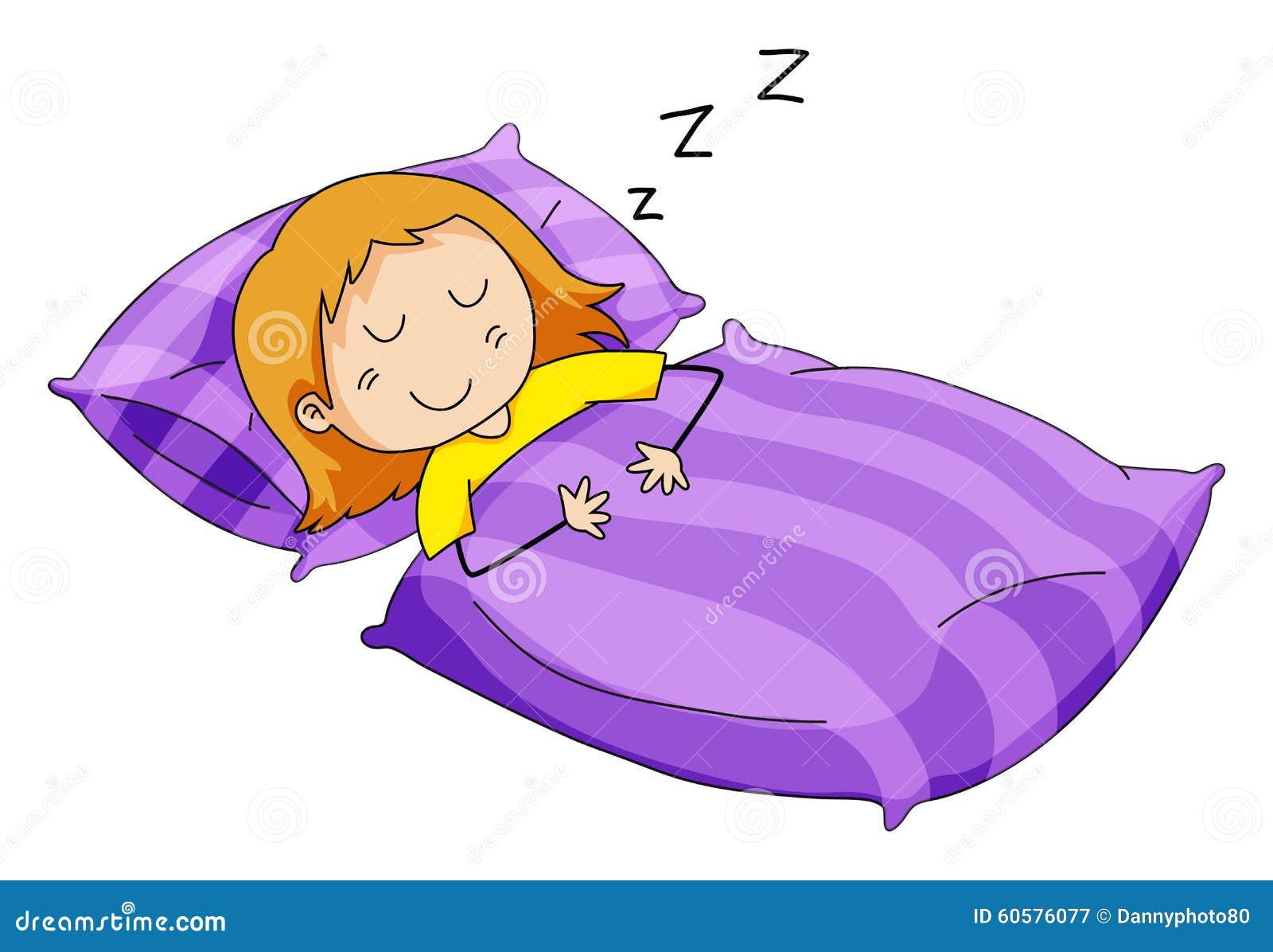 Little Girl Sleeping in Bed Stock Vector - Illustration of blanket ...