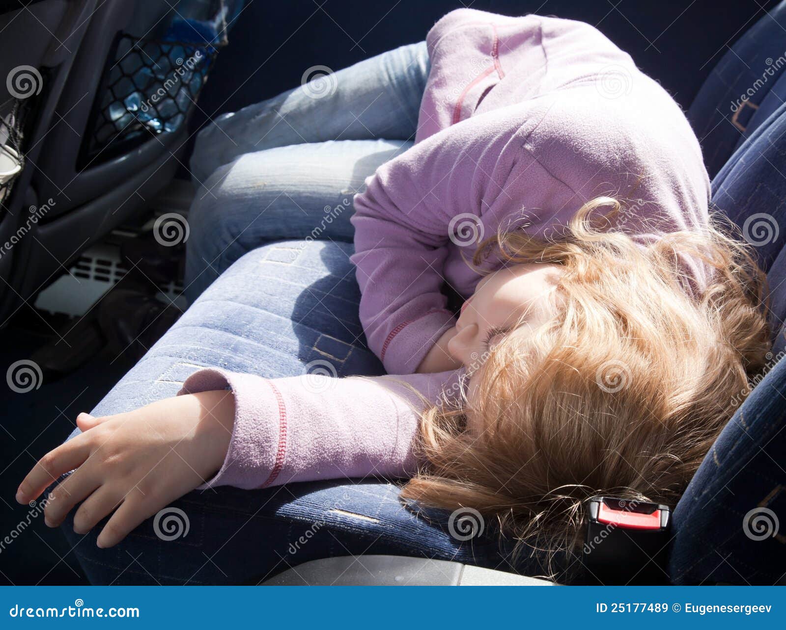 Little Girl, Sleeping in the Bus Stock Image Image of blond, haired