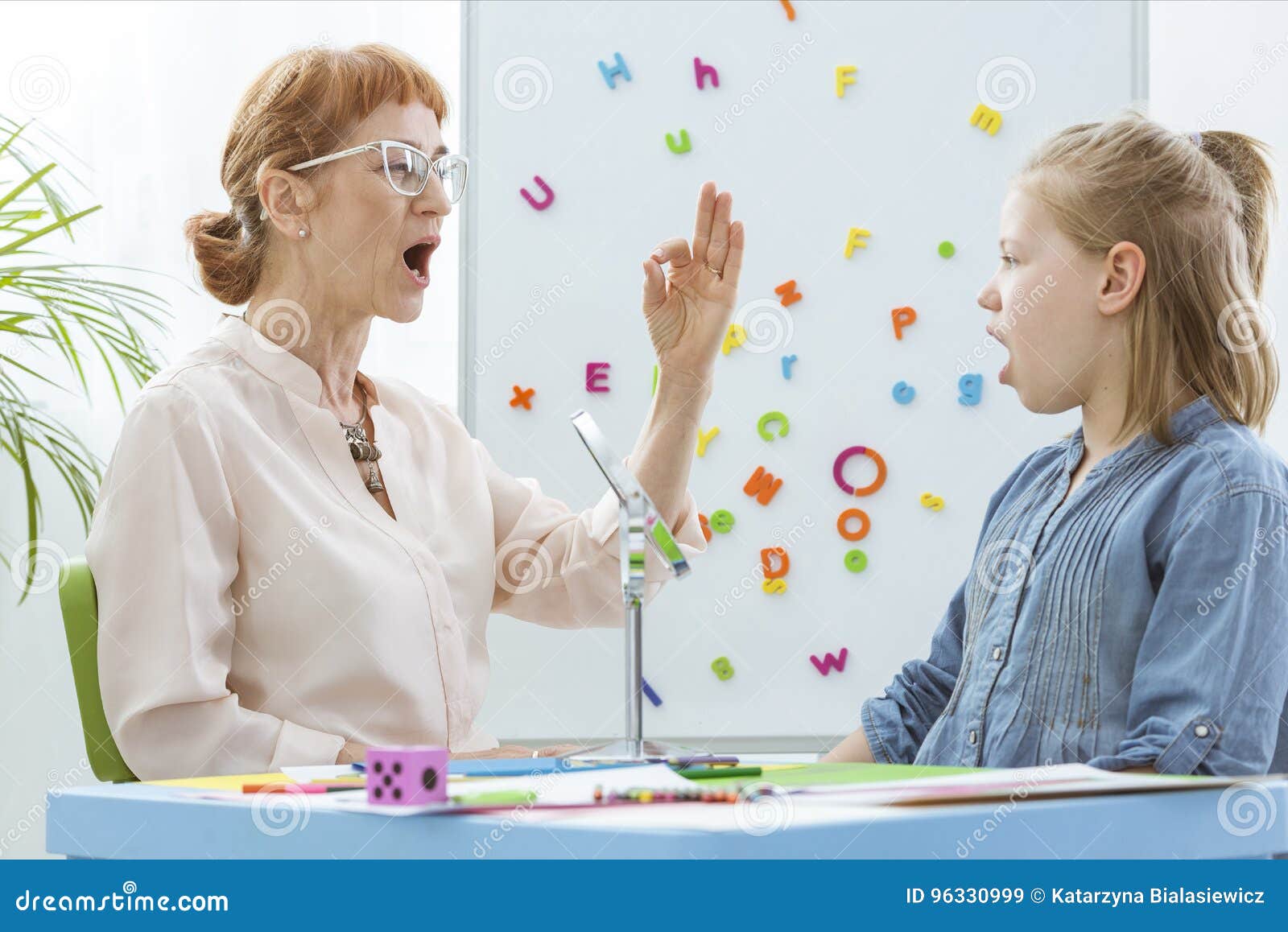 little girl during speech therapy