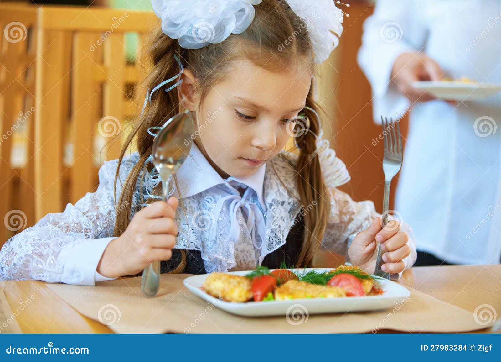 Little Girl with Spoon and Fork Stock Photo Image of cute, hand 27983284
