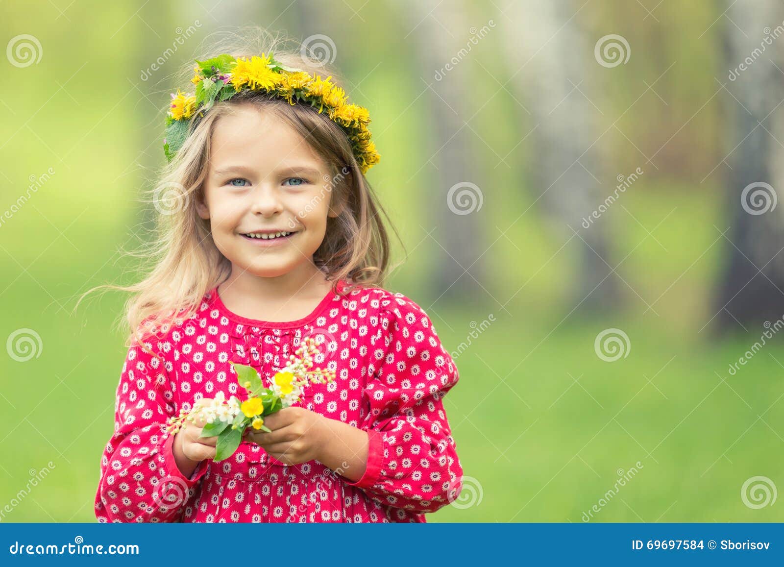 Little girl in spring park stock photo. Image of happiness - 69697584