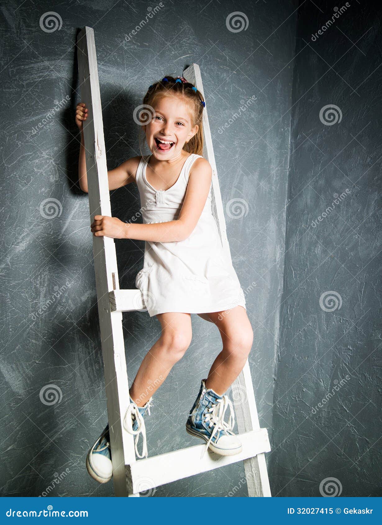 Little girl on stairs stock image. Image of girl, looking - 32027415