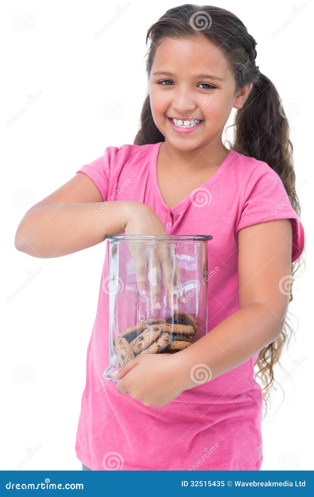 Little Girl Taking a Cookie from Jar Stock Image Image of