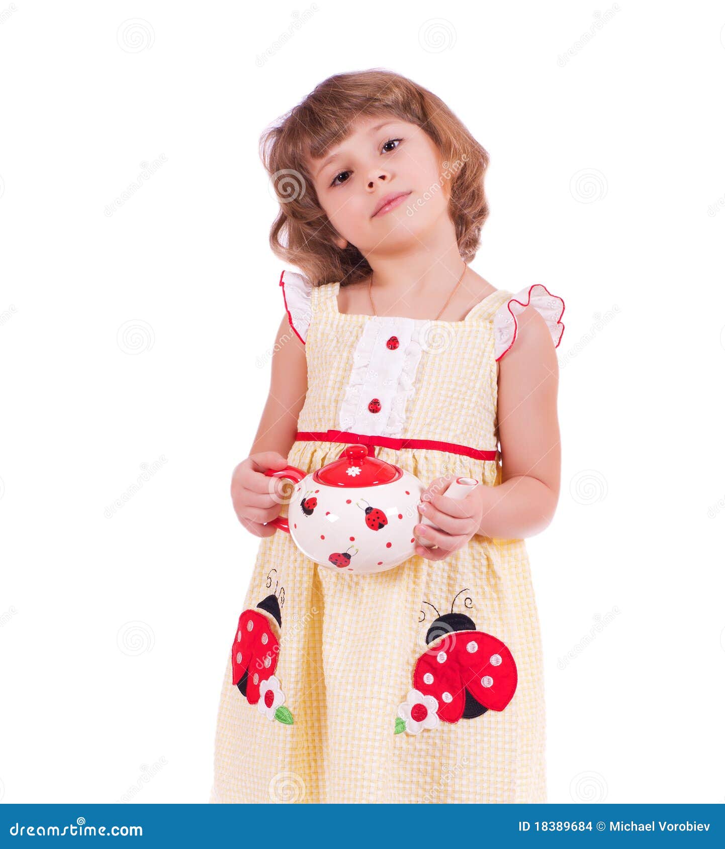 Little girl with teapot stock photo. Image of teapot 18389684