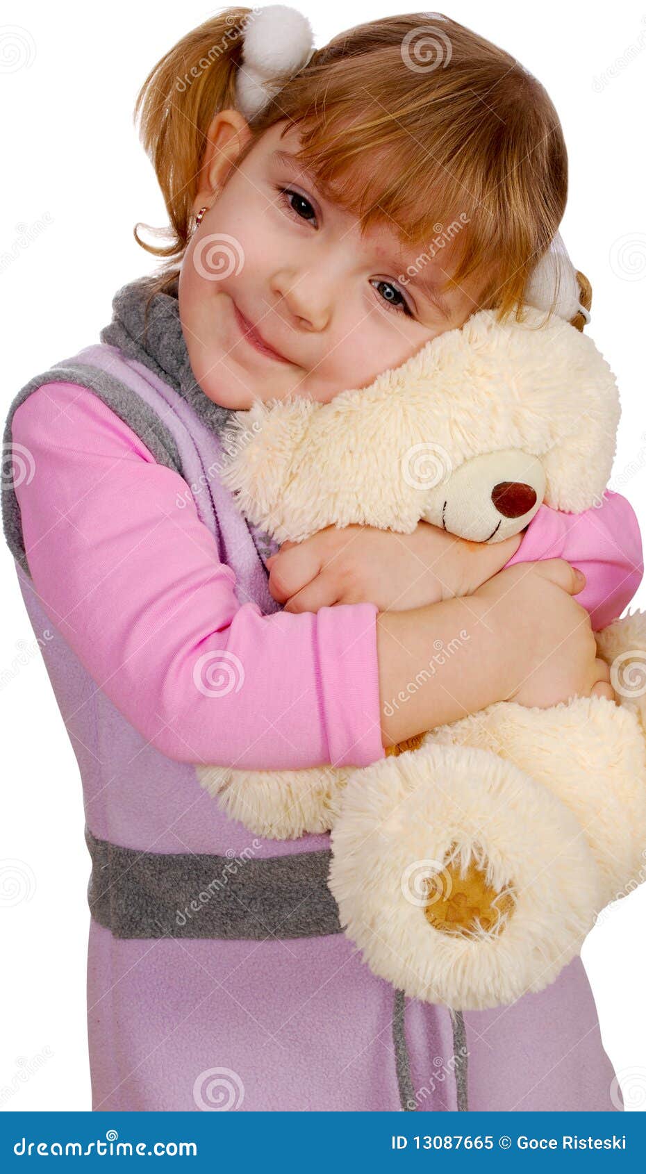 Little Girl with Teddy-bear Stock Image - Image of cuddle, beautiful ...
