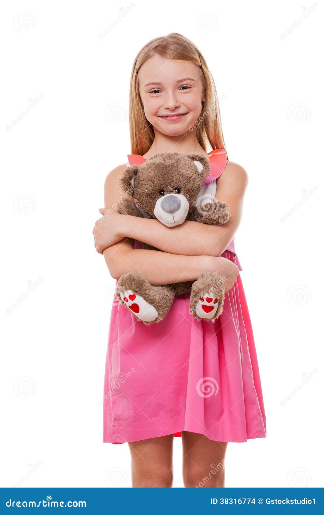 Little Girl with Teddy Bear. Stock Photo - Image of caucasian, animal ...